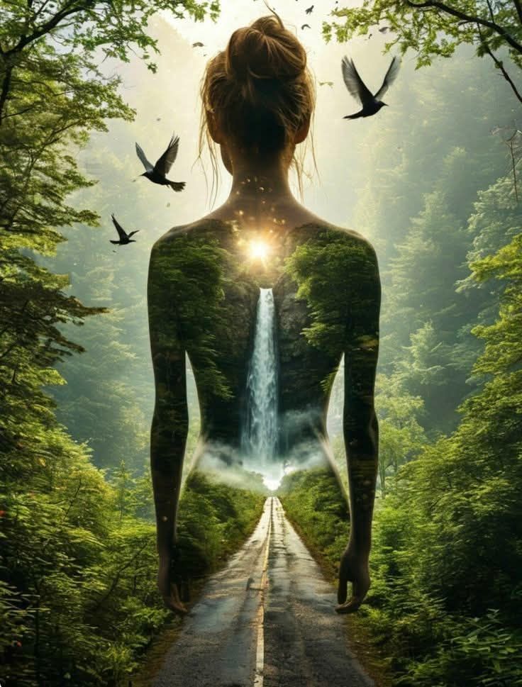 Silhouette humaine et nature fusionnée